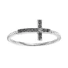 Gemminded Sterling Silver Black & White Diamond Accent Sideways Cross Ring -Gemminded Jewelry 2312361