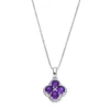 Gemminded Sterling Silver Amethyst & White Topaz Flower Pendant Necklace -Gemminded Jewelry 2501278