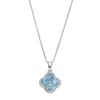 Gemminded Sterling Silver Blue & White Topaz Flower Pendant Necklace -Gemminded Jewelry 2501289