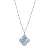 Gemminded Sterling Silver Lab-Created Aquamarine & White Topaz Flower Pendant Necklace -Gemminded Jewelry 2501295
