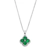 Gemminded Sterling Silver Lab-Created Emerald & White Topaz Flower Pendant Necklace 1 Gemminded Sterling Silver Lab-Created Emerald & White Topaz Flower Pendant Necklace -Gemminded Jewelry 2501300