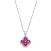 Gemminded Sterling Silver Lab-Created Ruby & White Topaz Flower Pendant Necklace -Gemminded Jewelry 2501316