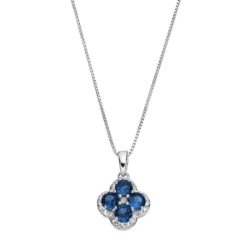 Gemminded Sterling Silver Lab-Created Sapphire & White Topaz Flower Pendant Necklace