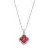Gemminded Sterling Silver Garnet & White Topaz Flower Pendant Necklace 1 Gemminded Sterling Silver Garnet & White Topaz Flower Pendant Necklace -Gemminded Jewelry 2501345