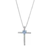 Gemminded Sterling Silver Lab-Created Aquamarine Cross Pendant Necklace 1 Gemminded Sterling Silver Lab-Created Aquamarine Cross Pendant Necklace -Gemminded Jewelry 2501930