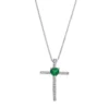Gemminded Sterling Silver Lab-Created Emerald Cross Pendant Necklace -Gemminded Jewelry 2501939