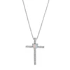 Gemminded Sterling Silver Lab-Created White Opal Cross Pendant Necklace