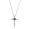 Gemminded Sterling Silver Lab-Created Ruby Cross Pendant Necklace 1 Gemminded Sterling Silver Lab-Created Ruby Cross Pendant Necklace -Gemminded Jewelry 2502017