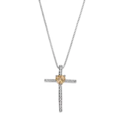 Gemminded Sterling Silver Citrine Cross Pendant Necklace