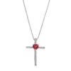 Gemminded Sterling Silver Garnet Cross Pendant Necklace 2 Gemminded Sterling Silver Garnet Cross Pendant Necklace -Gemminded Jewelry 2502056