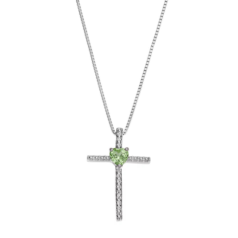Gemminded Sterling Silver Peridot Cross Pendant Necklace 3 Gemminded Sterling Silver Peridot Cross Pendant Necklace
