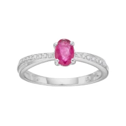 Gemminded Sterling Silver Ruby & Diamond Accent Ring