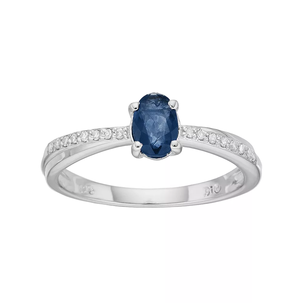 Gemminded Sterling Silver Sapphire & Diamond Accent Ring 3 Gemminded Sterling Silver Sapphire & Diamond Accent Ring
