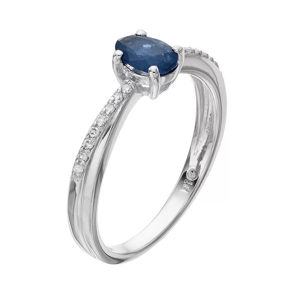 Gemminded Sterling Silver Sapphire & Diamond Accent Ring 4 Gemminded Sterling Silver Sapphire & Diamond Accent Ring - Image 2