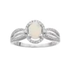 Gemminded 10k White Gold White Opal & 1/5 Carat T.W. Diamond Halo Ring -Gemminded Jewelry 2503048