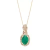 Gemminded 10k Gold Emerald & 1/6 Carat T.W. Diamond Halo Pendant Necklace -Gemminded Jewelry 2623833