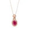 Gemminded 10k Rose Gold Ruby & 1/6 Carat T.W. Diamond Halo Pendant Necklace -Gemminded Jewelry 2623844
