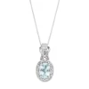 Gemminded 10k White Gold Aquamarine & 1/6 Carat T.W. Diamond Halo Pendant Necklace -Gemminded Jewelry 2624005