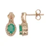 Gemminded 10k Gold Emerald & 1/4 Carat T.W. Diamond Halo Stud Earrings -Gemminded Jewelry 2624062