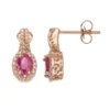 Gemminded 10k Rose Gold Ruby & 1/4 Carat T.W. Diamond Halo Stud Earrings -Gemminded Jewelry 2624083