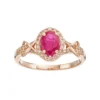 Gemminded 10k Rose Gold Ruby & 1/4 Carat T.W. Diamond Halo Ring -Gemminded Jewelry 2624123
