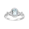 Gemminded 10k White Gold Aquamarine & 1/4 Carat T.W. Diamond Halo Ring -Gemminded Jewelry 2624395
