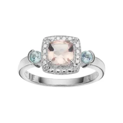 Gemminded Sterling Silver Gemstone & Diamond Accent Halo Ring
