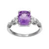 Gemminded 10k White Gold Amethyst & White Topaz Ring -Gemminded Jewelry 2728917