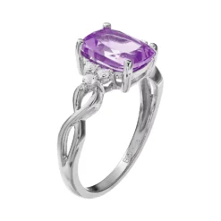 Gemminded 10k White Gold Amethyst & White Topaz Ring -Gemminded Jewelry 2728917 ALT