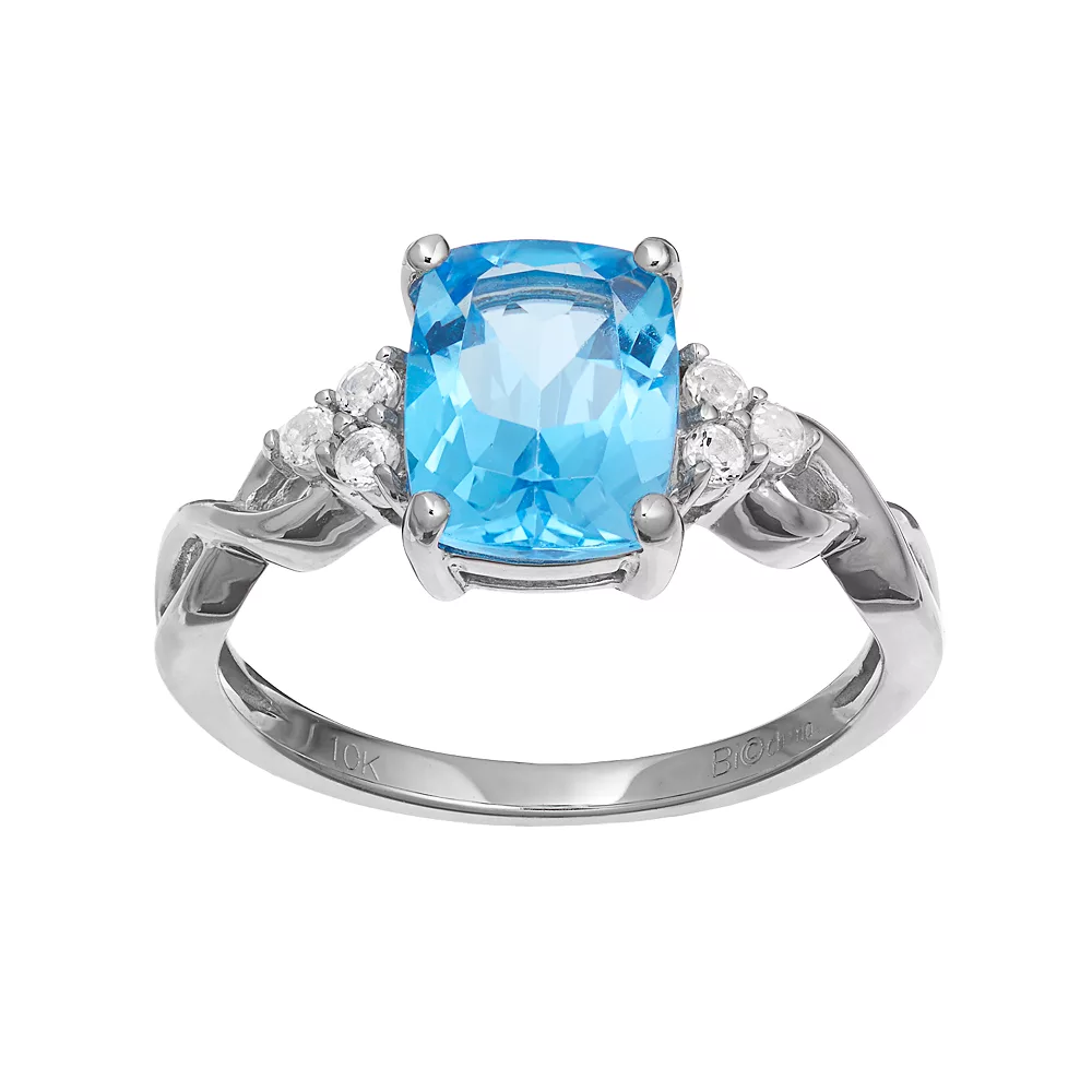 Gemminded 10k White Gold Blue & White Topaz Ring 3 Gemminded 10k White Gold Blue & White Topaz Ring