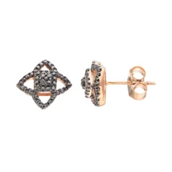 Gemminded 14k Rose Gold 1/4 Carat T.W. Black Diamond Star Stud Earrings
