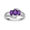 Gemminded Sterling Silver Amethyst & White Topaz 3-Stone Bypass Ring -Gemminded Jewelry 2729616