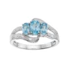 Gemminded Sterling Silver Blue & White Topaz 3-Stone Bypass Ring -Gemminded Jewelry 2729643