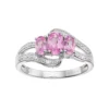 Gemminded Sterling Silver Lab-Created Pink & White Sapphire 3-Stone Bypass Ring -Gemminded Jewelry 2729795