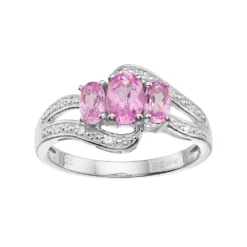 Gemminded Sterling Silver Lab-Created Pink & White Sapphire 3-Stone Bypass Ring