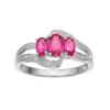 Gemminded Sterling Silver Lab-Created Ruby & Lab-Created White Sapphire 3-Stone Bypass Ring -Gemminded Jewelry 2729824