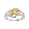 Gemminded Sterling Silver Citrine & White Topaz 3-Stone Bypass Ring -Gemminded Jewelry 2729857