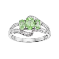 Gemminded Sterling Silver Peridot & White Topaz 3-Stone Bypass Ring