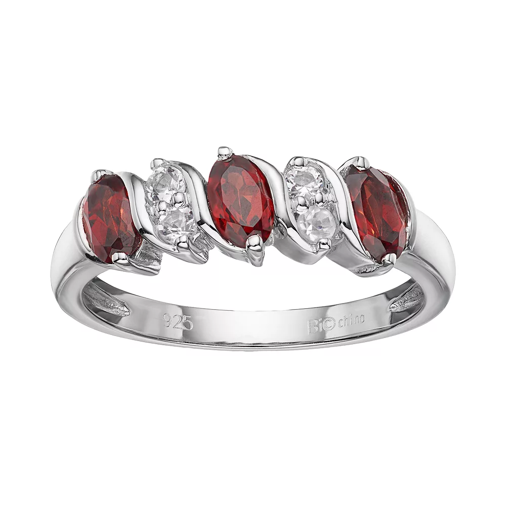 Gemminded Sterling Silver Garnet & White Topaz Ring 3 Gemminded Sterling Silver Garnet & White Topaz Ring