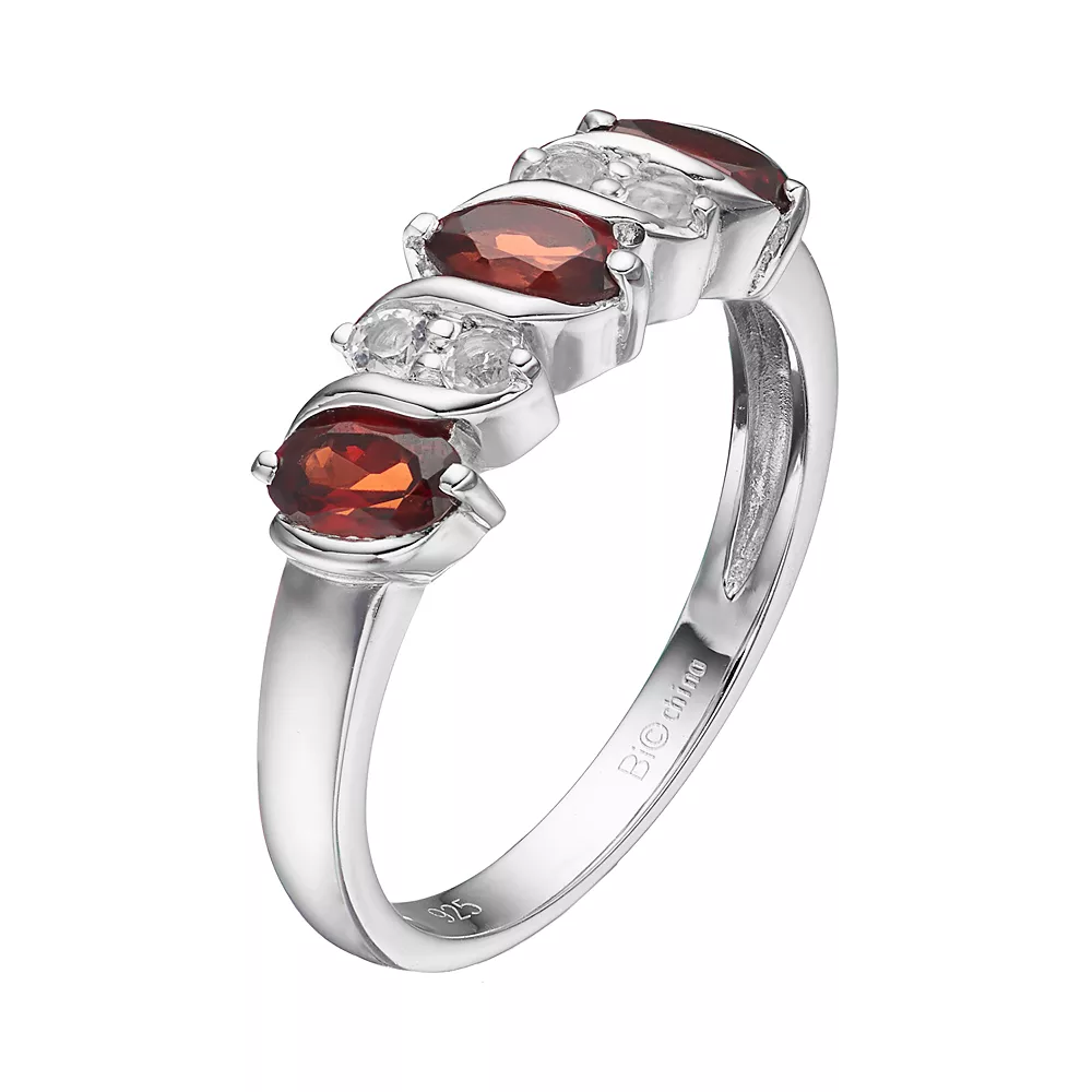 Gemminded Sterling Silver Garnet & White Topaz Ring 4 Gemminded Sterling Silver Garnet & White Topaz Ring - Image 2