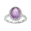 Gemminded Sterling Silver Amethyst & White Topaz Oval Halo Ring 1 Gemminded Sterling Silver Amethyst & White Topaz Oval Halo Ring -Gemminded Jewelry 2730125