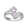 Gemminded Sterling Silver Amethyst & White Topaz Two Stone Bypass Ring -Gemminded Jewelry 2730138