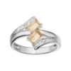 Gemminded Sterling Silver Citrine & White Topaz Two Stone Bypass Ring -Gemminded Jewelry 2730201