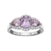 Gemminded Sterling Silver Amethyst & White Topaz 3-Stone Halo Ring 2 Gemminded Sterling Silver Amethyst & White Topaz 3-Stone Halo Ring -Gemminded Jewelry 2730228