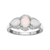 Gemminded Sterling Silver Lab-Created White Opal & White Topaz 3-Stone Halo Ring -Gemminded Jewelry 2730764