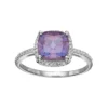 Gemminded Sterling Silver Lab-Created Alexandrite & 1/6 Carat T.W. Diamond Halo Ring