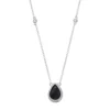 Gemminded Sterling Silver Onyx & White Topaz Teardrop Necklace