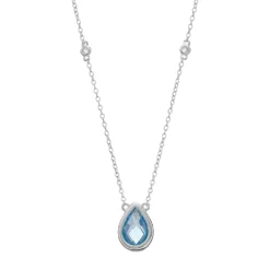 Gemminded Sterling Silver Blue & White Topaz Teardrop Necklace
