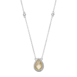 Gemminded Sterling Silver Citrine & White Topaz Teardrop Necklace