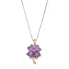 Gemminded 14k Rose Gold Over Silver Amethyst Four-Leaf Clover Pendant Necklace 2 Gemminded 14k Rose Gold Over Silver Amethyst Four-Leaf Clover Pendant Necklace -Gemminded Jewelry 2731229